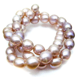 Lavender, Peach Pink 7.4-7.8mm Elliptical Pearls